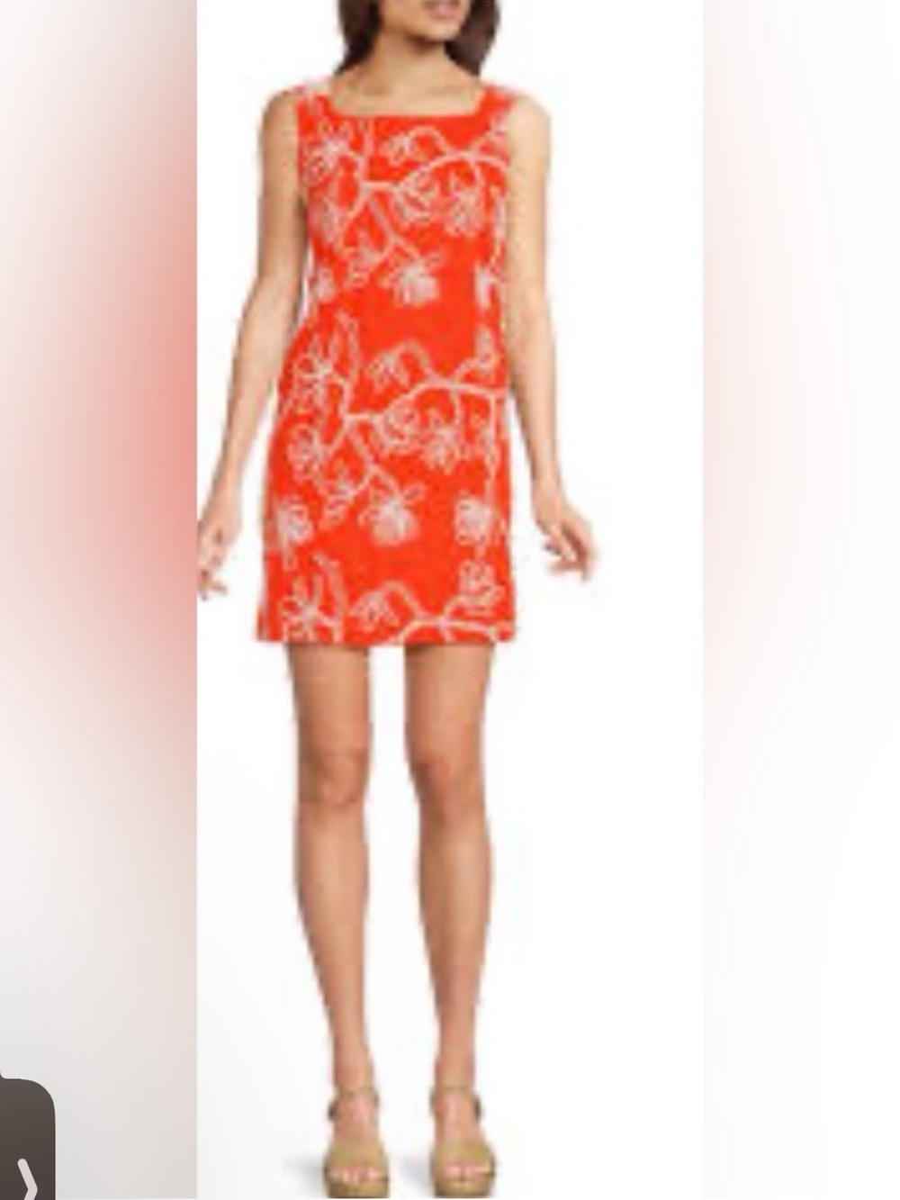 Alex Marie Lily Embroidered Linen Blend Sleeveless Square Neck Dress